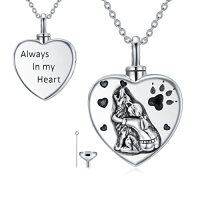 wholesale Urn Necklaces For Ashes 925 Sterling Silver Dog/cat/wolf Ash Necklace Cremation Pendant Keepsake Memorial Jewelry Christmas Gifts For Women Pet Lovers -style_name:2-Wolf