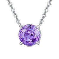 wholesale TOUPOP Simple Birthstone Necklaces For Women Sterling Silver Choker Pendant Necklace Jewelry Birthday Anniversary Mothers Day Christmas Gifts For Her Wife Girlfriend Mom -color_name:Round-02-Feb-Amethyst