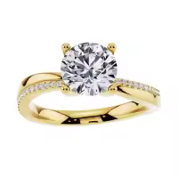 TOUPOP 10k/14k/18k Gold Moissanite Engraved Name Round Cut Engagement Rings-style_name:J Moissanite Ring
