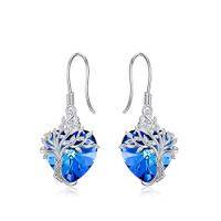 wholesale TOUPOP Tree Of Life Earrings 925 Sterling Silver Family Tree Dangle Drop Earrings Crystal Jewelry Birthday Christmas Gifts For Women Her -style_name:Heart-9-September-Blue