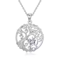TOUPOP Sterling Silver Birthstone Tree Of Life Pendant Jewelry Gifts-style_name:04-Apri-Diamond