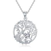 wholesale TOUPOP Tree Of Life Necklace 925 Sterling Silver Birthstone Pendant Jewelry Gifts For Women Her Wife Birthday -style_name:04-Apri-Diamond
