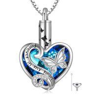 wholesale TOUPOP Urn Necklaces For Ashes Sterling Silver Cremation Jewelry For Ashes Urns For Human Ashes Pendant Necklace With Funnel Filler Kit -style_name:Butterfly Crystal Necklace