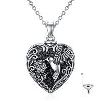 wholesale TOUPOP Hummingbird Urn Necklace For Ashes 925 Sterling Silver Heart Cremation Jewelry Keepsake Pendant With Funnel Filler Memorial Christmas Gifts For Women Mom Wife -style_name:A-Hummingbird-Silver