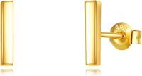 wholesale 14K Gold Minimalist Bar Stud Earrings 9.4mm Elegant Feminine Jewelry Gift for Women-A-Yellow Gold