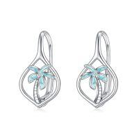 wholesale TOUPOP Ocean Leverback Earrings 925 Sterling Silver Sea Animal Beach Turquoise Dangle Drop Earrings Jewelry Christmas Birthday Gifts For Women Daughter Friends -style_name:03-Palm Tree