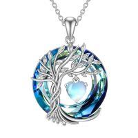 wholesale TOUPOP Tree Of Life Birthstone Necklaces For Women White Gold Plated 925 Sterling Silver Irish Celtic Tree Jewelry Austrian Crystal Necklace Birthday Anniversary Christmas Gifts For Women Her Wife -color_name:06-June-Moonstone