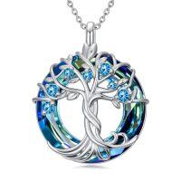 wholesale TOUPOP Tree Of Life Birthstone Necklace 925 Sterling Silver Irish Celtic Tree Jewelry With Blue Crystal Birthday Christmas Gifts For Women Wife Mom -color_name:12-December-Topaz