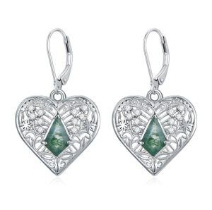 C-Heart Filigree Moss Agate