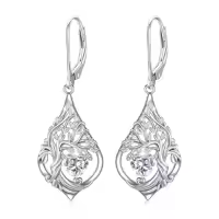 TOUPOP Sterling Silver Birthstone Tree Of Life Earrings-style_name:4-Apri-Diamond