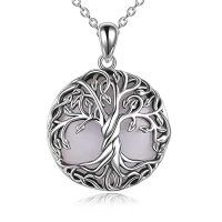 wholesale TOUPOP Tree Of Life Necklace 925 Sterling Silver Family Celtic Tree Necklace Dainty Pendant Irish Jewelry Birthday Anniversary Christmas Gifts For Women Mom Wife Girlfriend -style_name:Moonstone Tree Pendant