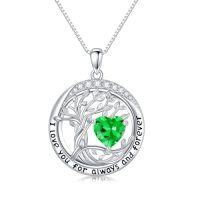 wholesale TOUPOP Valenitnes Day Gifts, Tree Of Life Birthstone Necklaces For Women, White Gold Gold Plated 925 Sterling Silver Celtic Jewelry Austrian Crystal Pendant Necklace, Anniversary Wedding Jewelry Irish Birthday Gifts -color_name:05-May-Emerald