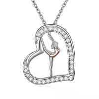 TOUPOP Sterling Silver Crystal Gymnast Necklace Gifts for Granddaughter Team USA Ballerina Sport Pendant-color_name:Gymnastic Necklace