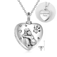 TOUPOP 925 Sterling Silver Stone Ash Necklace Pet Memorial Jewelry-style_name:10-Customized Dog Urn Necklace