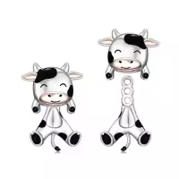 TOUPOP 925 Sterling Silver Stud Earrings Hippo Frog Cow Axolotl Elephant Jewelry Gifts-style_name:Cow