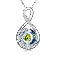 TOUPOP Sterling Silver Birthstone Moon And Star Pendant Necklace I Love You To The Moon And Back-color_name:08-Aug-Peridot