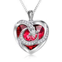 wholesale TOUPOP Birthstone Necklace For Women 925 Sterling Silver Moon And Star Necklaces Heart Crystal Jewelry Birthday Christmas Gifts Women Wife Girlfriend -color_name:07-July