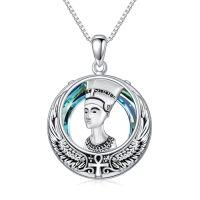 wholesale TOUPOP Egyptian Necklace Sterling Silver Egypt God Pendant With Blue Circle Crystal Jewelry Gifts For Women Men -style_name:Nefertiti