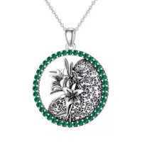 TOUPOP Sterling Silver Birthstone Flower Necklace 12 Month Pendant Birthday Gift-style_name:05-May-Lily