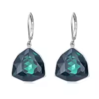 TOUPOP Sterling Silver Birthstone Geometric Drop Earrings For Women-color_name:05-May-Emerald