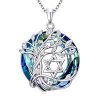 wholesale TOUPOP Tree Of Life Necklace 925 Sterling Silver Crystal Pendant Necklaces Birthday Christmas Jewelry Gifts For Women -style_name:7-Star of David