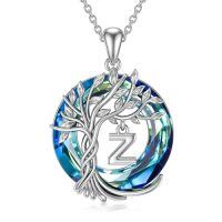 wholesale TOUPOP Tree Of Life Necklace For Women 925 Sterling Initial A-z Letter Pendant Family Tree Crystal Jewelry Birthday Anniversary Christmas Gifts For Her Mom Wife Girlfriend Daughter -style_name:Tree of Life Z Initial