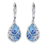 wholesale Butterlfy/dragonfly/bee/hummingbird/ladybug Earrings For Women Sterling Silver Turquoise Drop Dangle Earrings Jewelry Christmas Gifts For Women -style_name:Dragonfly
