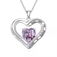 TOUPOP 925 Sterling Silver & Stone Sister/Mom Necklace Birthday Christmas Gifts-style_name:I Love You for Always and Forever
