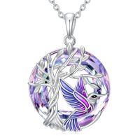 wholesale TOUPOP Butterfly Necklace For Women 925 Sterling Silver Tree Of Life Butterflies Dragonfly Hummingbird Pendant Necklaces Crystal Jewelry Anniversary Christmas Birthday Gift For Her -color_name:Hummingbird Purple