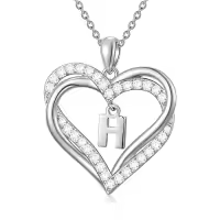 TOUPOP Sterling Silver Heart H Initial Letter Pendant Necklace for Women Jewelry Christmas Valentine Mothers Day Birthday Gifts for Women Her Wife Girlfriend Mom-style_name:Heart Initial H