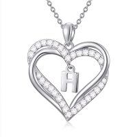 wholesale TOUPOP Heart Initial Necklace 925 Sterling Silver Initial A-z Letter Pendant Necklace Double Heart Jewelry Anniversary Birthday Christmas Gifts For Women Her Wife Girlfriend -style_name:Heart Initial H