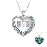 wholesale TOUPOP Christmas Gifts Number Necklace For Women 925 Sterling Silver Abalone Heart Angel Number Necklace Pendant 000 111 222 333 444 555 666 777 888 999 Numerology Jewelry Gifts For Women -style_name:888