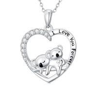 wholesale Animal Necklace For Women 925 Sterling Silver Heart Axolotl/owl/sloth/penguin/panda Necklace Pendant Animal Jewelry Christmas Gifts For Women -style_name:1-Koala