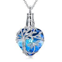 wholesale TOUPOP Heart Tree Of Life Urn Necklace For Ashes 925 Sterling Silver Heart Crystal Cremation Jewelry Memorial Christmas Gifts For Women Mom Wife -style_name:Dragonfly
