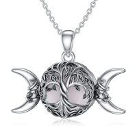 wholesale TOUPOP Tree Of Life Necklace 925 Sterling Silver Family Celtic Tree Necklace Dainty Pendant Irish Jewelry Birthday Anniversary Christmas Gifts For Women Mom Wife Girlfriend -style_name:Triple Moon Goddess Necklace