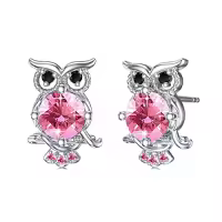 TOUPOP Sterling Silver Ruby Owl Stud Earrings For Women-color_name:10-Oct