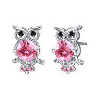 wholesale TOUPOP S925 Sterling Silver Owl Stud Earrings For Women - July Birthstone Jewelry Gifts For Daughter Granddaughter -color_name:10-Oct