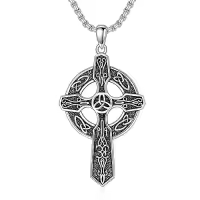 TOUPOP 925 Sterling Silver Cross Pendant Necklace For Men Gifts-style_name:C02 Celtic Cross