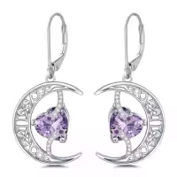 TOUPOP Sterling Silver Moonstone Celtic Moon And Star Earrings-color_name:06-June-Alexandrite