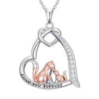 wholesale Animal Necklace For Women 925 Sterling Silver Heart Axolotl/owl/sloth/penguin/panda Necklace Pendant Animal Jewelry Christmas Gifts For Women -style_name:2-Fox