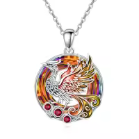 TOUPOP 925 Sterling Silver Crystal Phoenix Necklace Christmas Birthday Gifts For Women-style_name:Style 1-Fire Phoenix