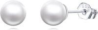 wholesale 925 Sterling Silver Freshwater Cultured Pearl Stud Earrings for Women-White Gold