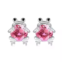 TOUPOP Sterling Silver & July Birthstone Frog Earrings-color_name:B-10-Oct
