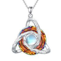 wholesale Celtic Knot Necklace For Women 925 Sterling Silver Trinity Knot Pendant With Crystal Moonstone Irish Jewelry Christmas Gifts For Women -style_name:Volcanic