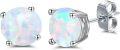 wholesale 925 Sterling Silver Green Fire Opal Round Stud Earrings - Multiple Sizes & Colors for Women Men Gifts-0-4