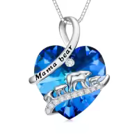 TOUPOP Sterling Silver & Stone Mama Bear & Elephant Necklaces For Women-style_name:Mama Bear - 3 Cubs