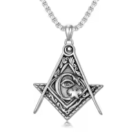 TOUPOP 925 Sterling Silver Celtic Knot Masonic Pendant Necklace-style_name:B Masonic Necklace