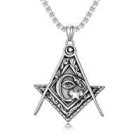 wholesale Masonic Necklace For Women Men 925 Sterling Silver Celtic Knot Masonic Pendant Freemason Free And Accepted Necklace Freemasonary Gift For Christmas Father Brother Son -style_name:B Masonic Necklace