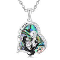 wholesale TOUPOP Nightmare Necklace Gifts Sterling Silver Heart Abalone Shell/moon Jack And Sally Necklaces I Love You Forever Skull Jewelry Birthday Christmas Gift For Women Wife Girlfriend Daughter -style_name:Heart-A