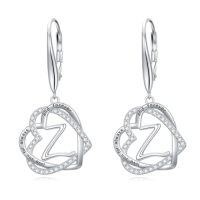 wholesale TOUPOP Gifts For Women Heart Initial Earrings 925 Sterling Silver Double Heart Dangle Earrings Birthday Jewelry Birthday Christmas Gifts For Her Wife Girlfriend -style_name:Initial Z
